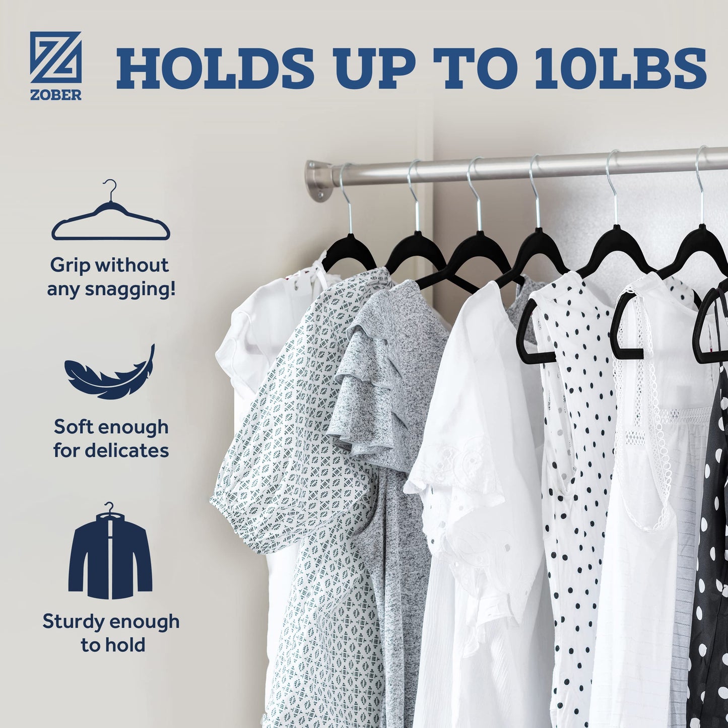 ZOBER Velvet Hangers - Non-Slip 50 Pack