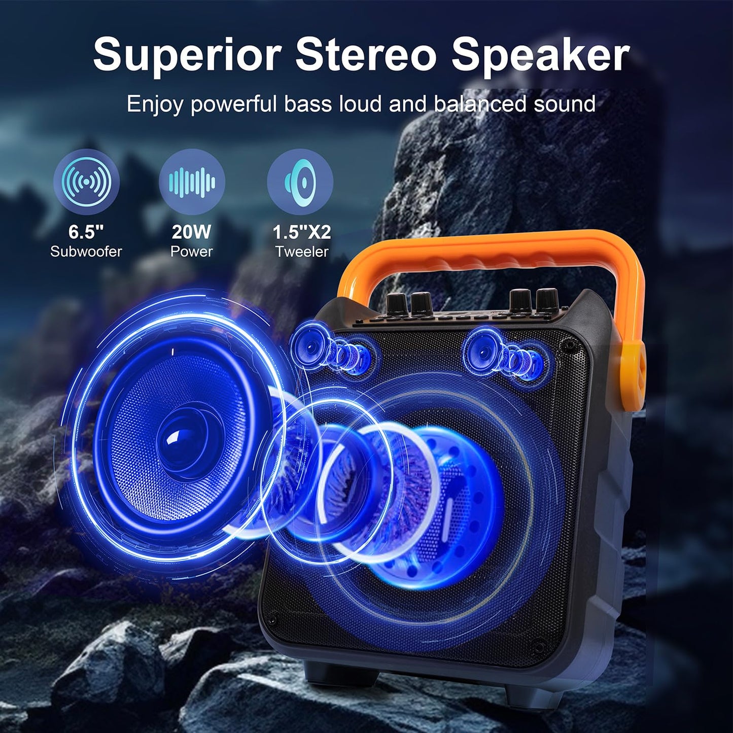 Karaoke Machine with 2 Wireless Microphones