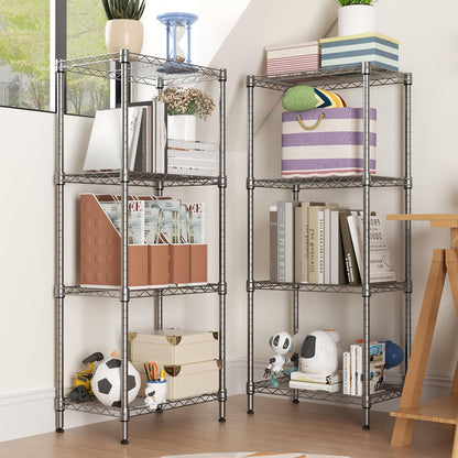SINGAYE 4 Tier Shelf Adjustable Storage Shelf Wire Shelving,350LBS Load Capacity,Metal Storage Rack for Kitchen Office Home Storage Pantry Room,Silver,17.32" W X 11.41”D X43.3” H