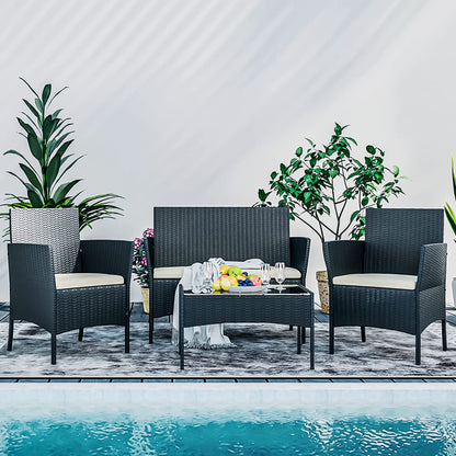 MoNiBloom 4-Piece Patio Furniture Set with Cushions