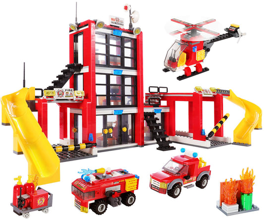 City Fire Station Building Blocks Set 896 Pieces