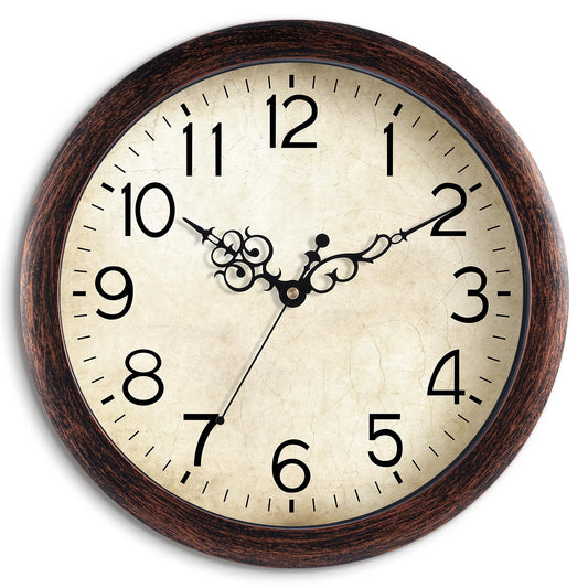 KECYET Wall Clock, Vintage Wall Clocks Battery Operated Quartz Silent Non-Ticking 8 Inch Retro Rustic Style Clock Decorative for Kitchen,Bathroom Home Office (Bronze)