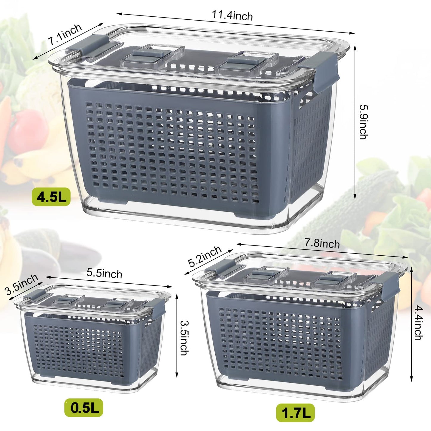 Fruit Storage Containers with Lids and Dividers