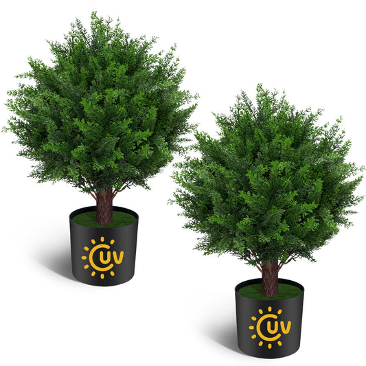 Set of 2 Faux Potted Topiary Trees