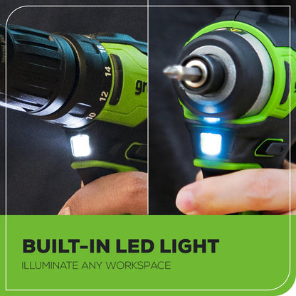 Greenworks 24V Cordless Drill and Impact Driver Kit