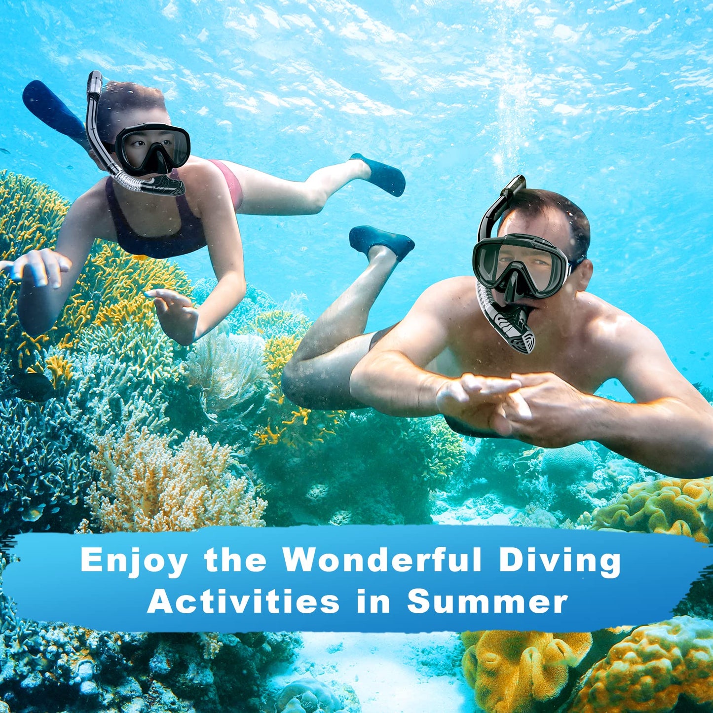 Snorkeling Gear Set with Anti-Leak Dry Top