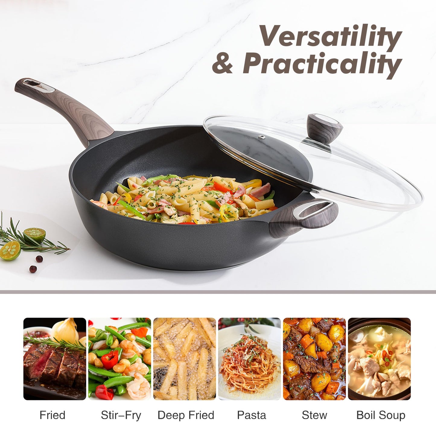 10.5 Inch SENSARTE Nonstick Frying Pan with Lid