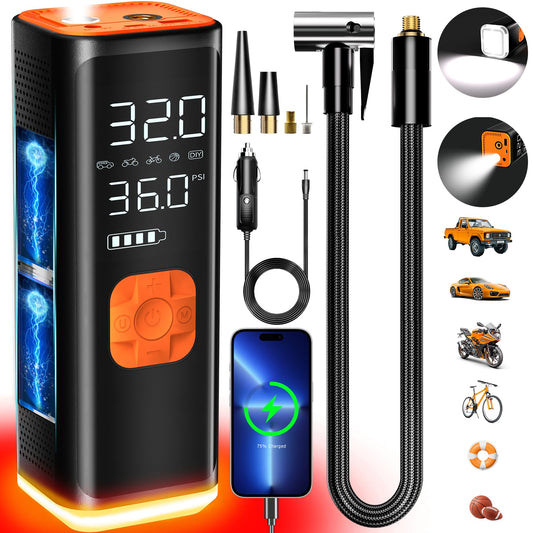 Portable 12V Car Tire Inflator with LED Light