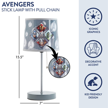Avengers Kids Table Lamp with Decorative Shade