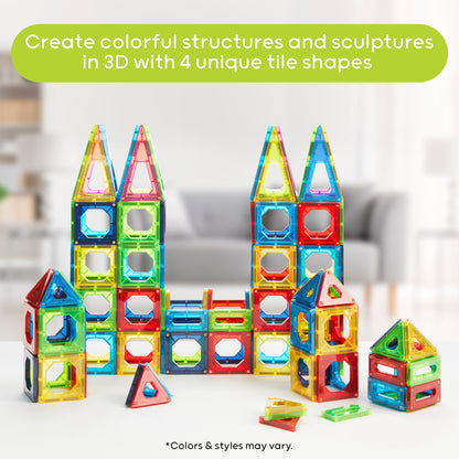 100-Piece Discovery Kids Magnetic Tile Set