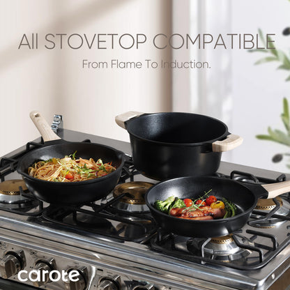 8-Piece CAROTE Nonstick Cookware Set with Lids