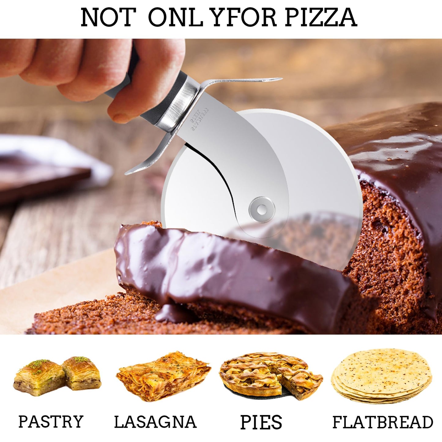 Stainless Steel Pizza Cutter Wheel with Finger Guard - Durable 3 Inch Pizza Slicer, Easy to Clean - Comfortably Cuts Any Size Pizza, Essential Pizza Tool