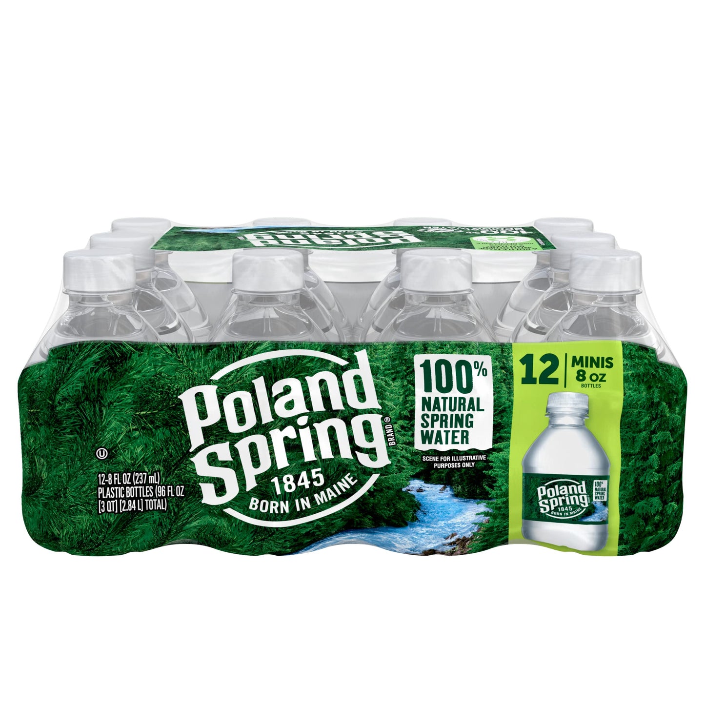 12 Pack Poland Spring Bottled Water, 8 Fl Oz