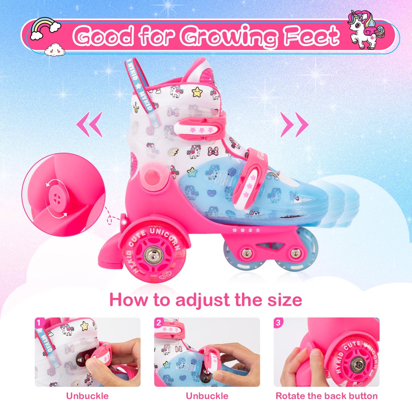 Adjustable Kids Roller Skates with Luminous Wheels