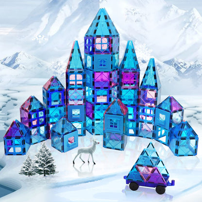 NVHH Magnetic Tiles Kids Toys for 3 4 5 6 7 8+ Year Old Boys Girls Frozen Toys Castle Princess Magnetic Building Blocks Educational Toddler Girls Toys Age 2-4 5 6-8 Year Old Girl Boy Birthday 47pcs