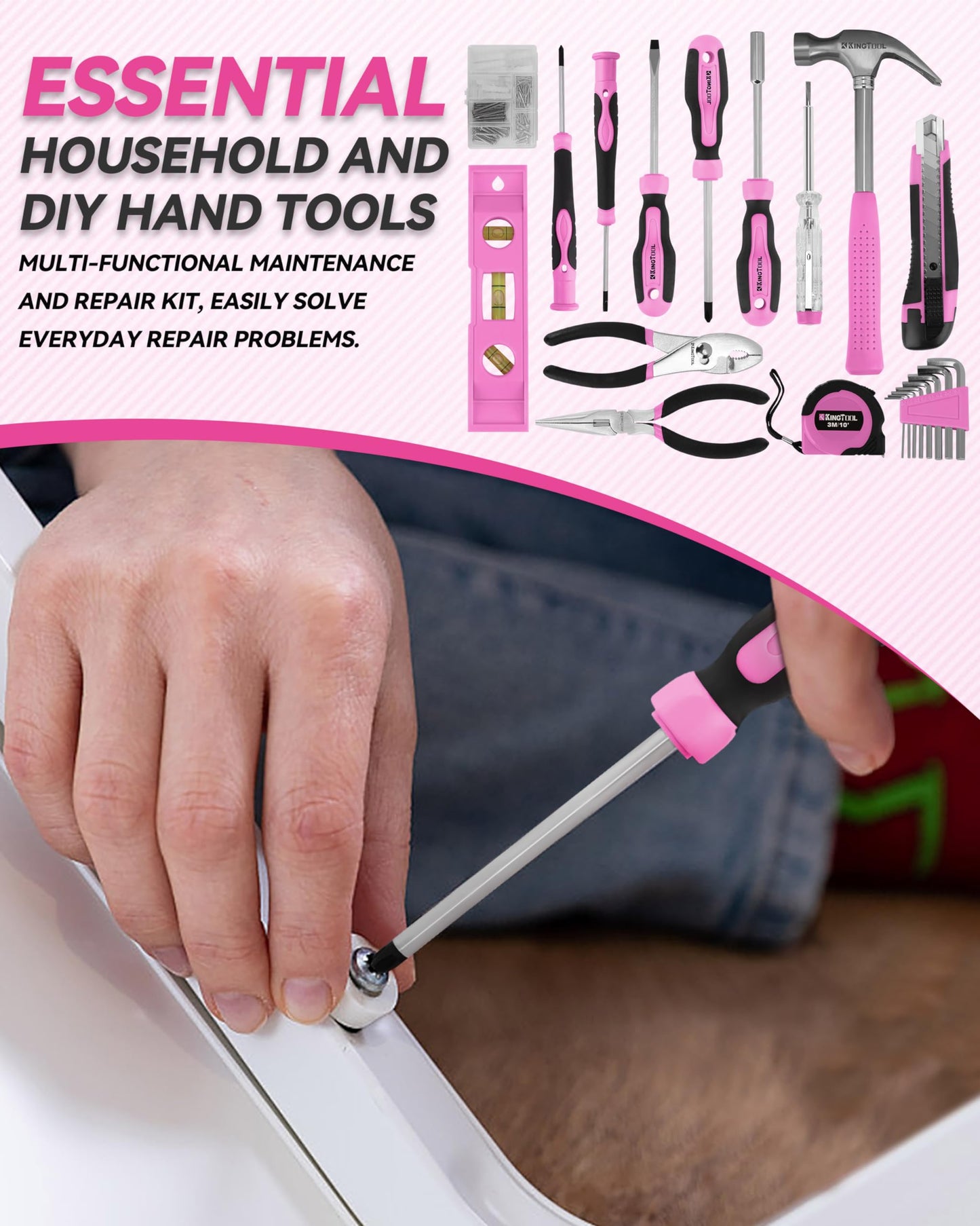 KingTool 219-Piece Pink Tool Kit with Drill