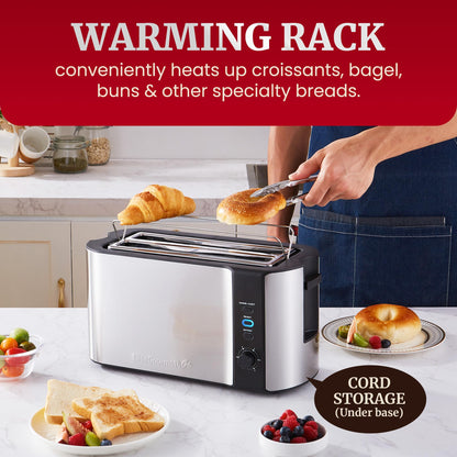 4-Slice Elite Gourmet Toaster with Extra Wide Slots