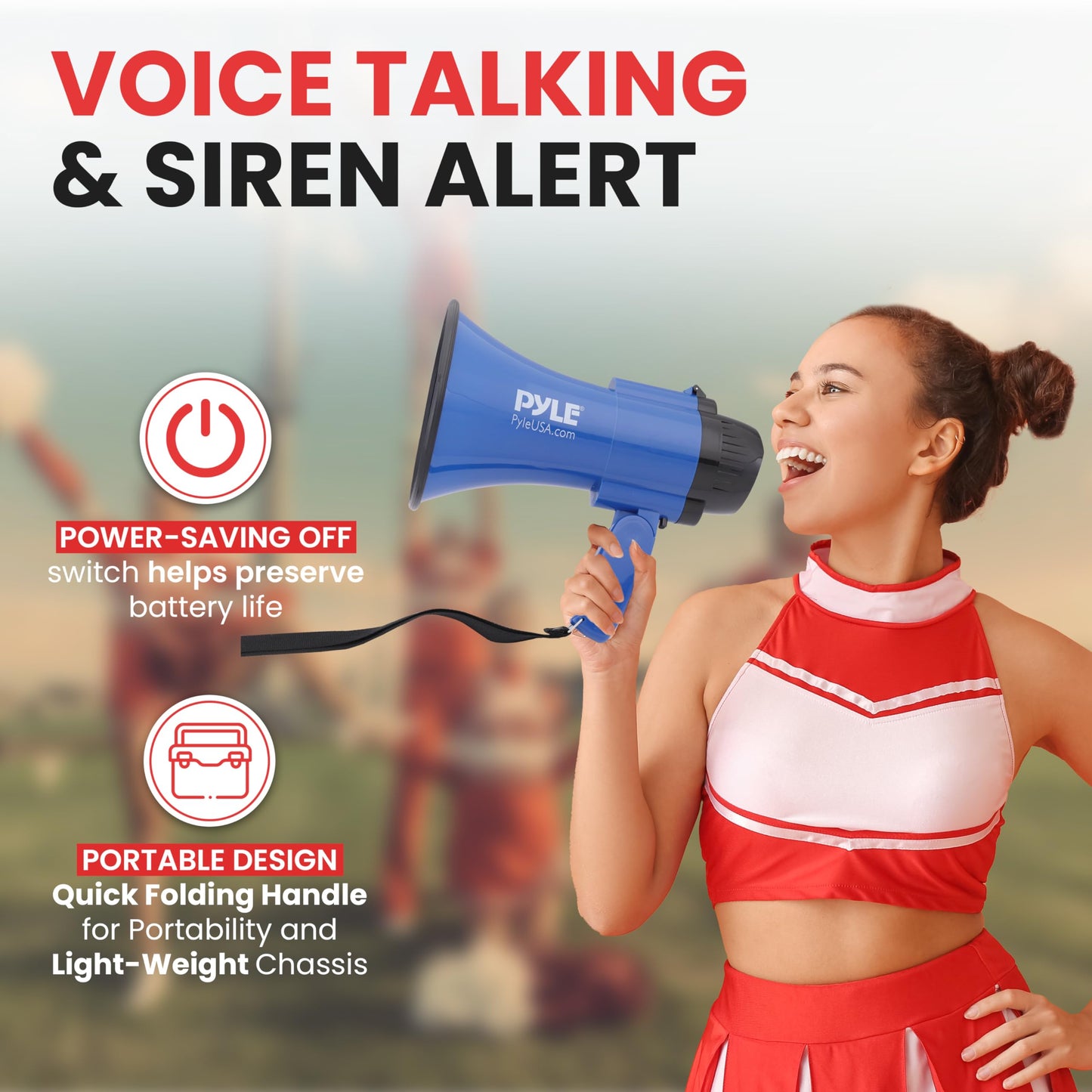 Pyle 30 Watt Battery-Operated Megaphone with Siren