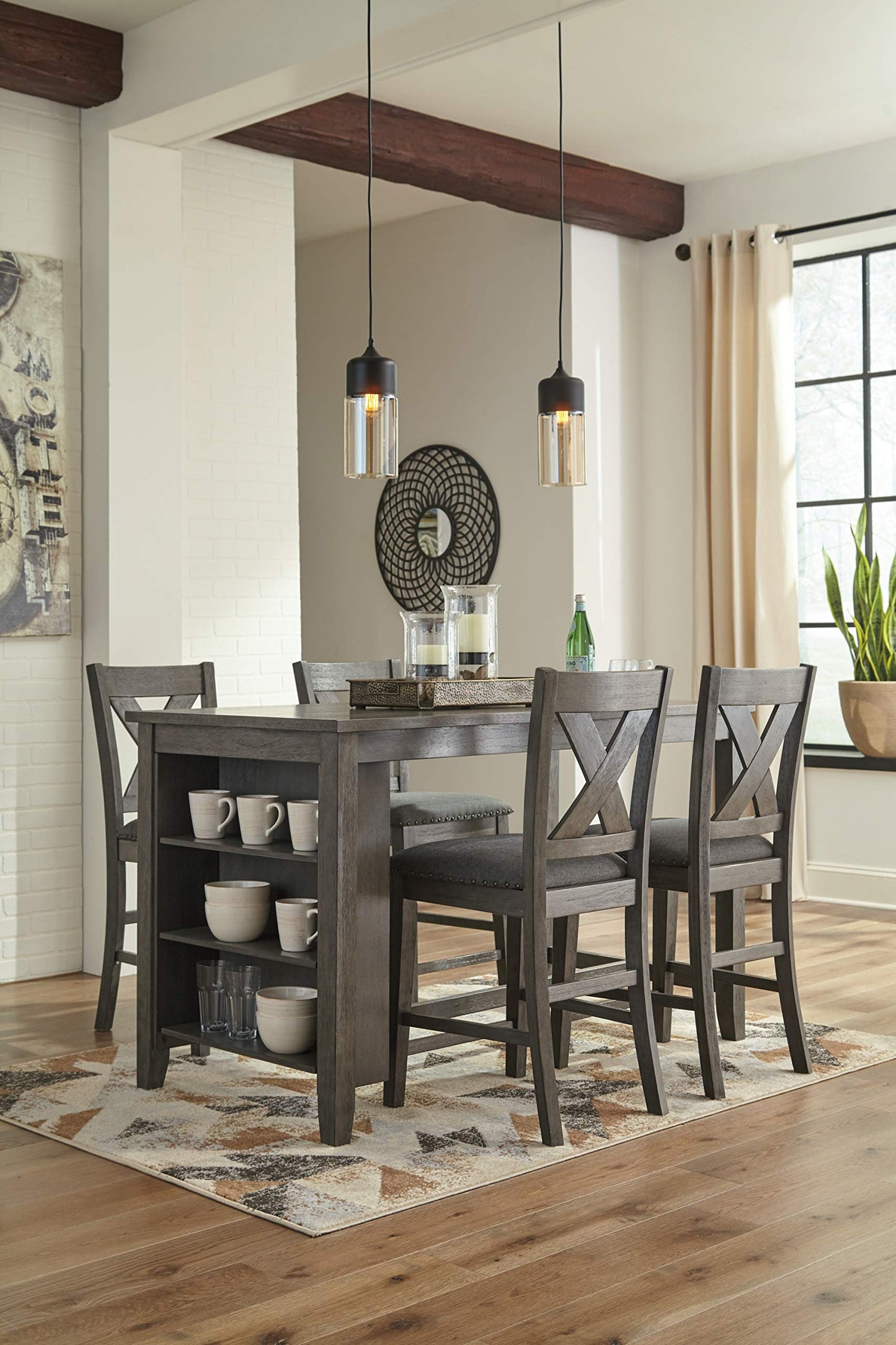 Signature Design by Ashley Caitbrook Rustic 24.63" Counter Height Upholstered Barstool, Set of 2, Gray