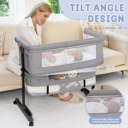 3 in 1 Adjustable Baby Bassinet with Rocking Mode