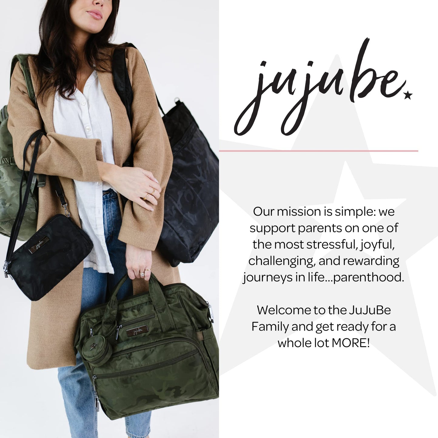 JuJuBe | Be Set Organization Pouches, Pretty Travel Toiletry Bag Set for Women, Stylish Party Clutch or Handbag | Camo Black