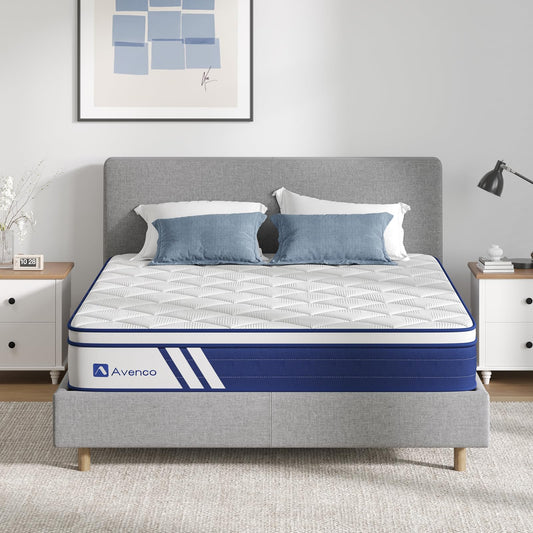 Avenco Full Mattress, 10 Inch Full Size Hybrid Mattress with Individual Pocket Spring for Support, Memory Foam for Pressure Relief, Medium Firm Full Bed Mattresses in The Box, CertiPUR-US Certified