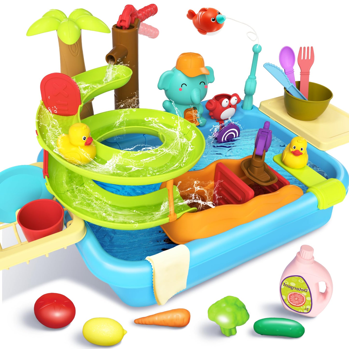 4-in-1 Kitchen Sink Toy with Water Slide