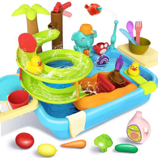 4-in-1 Kitchen Sink Toy with Water Slide