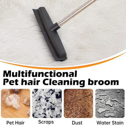 Pet Hair Removal Rubber Broom with Long Handle