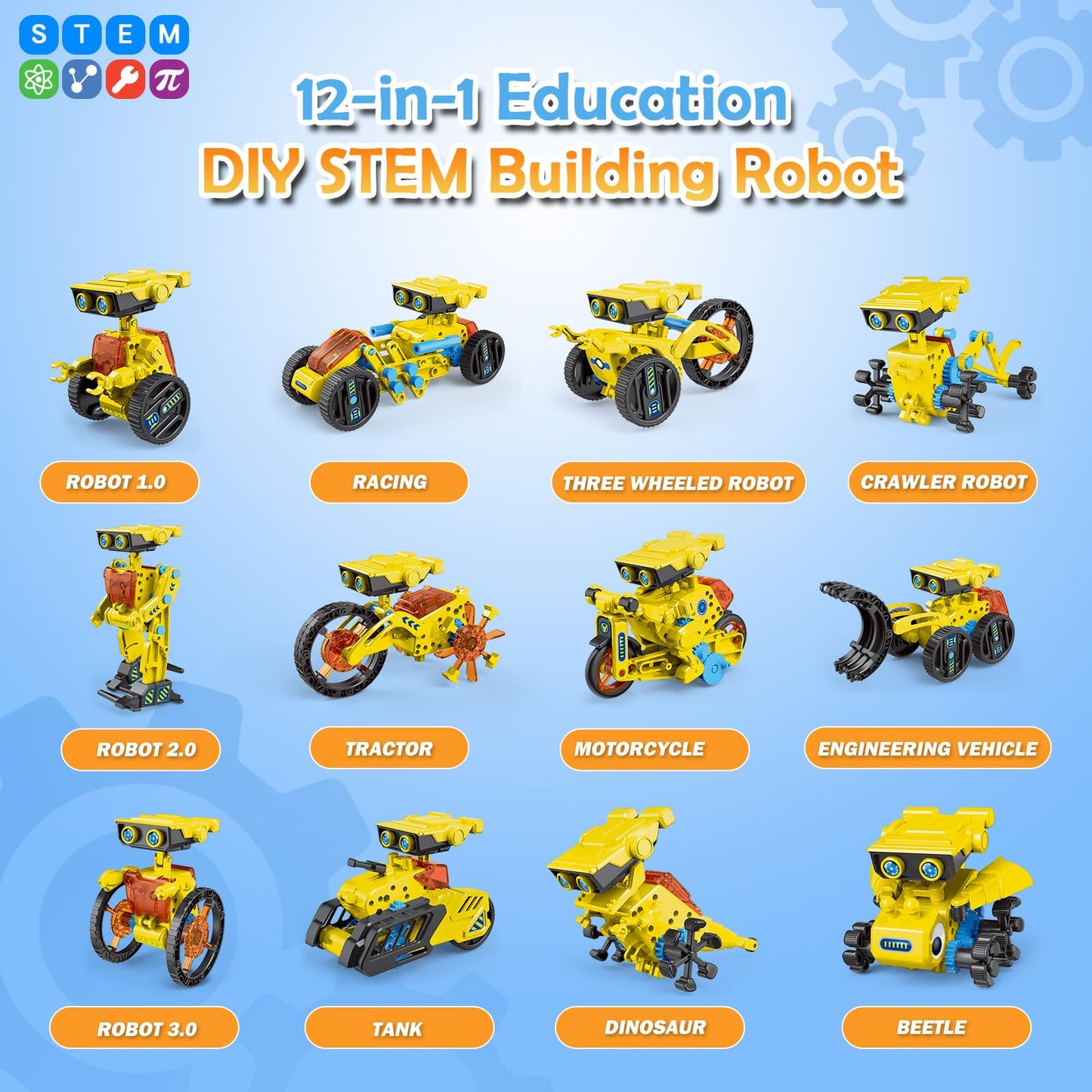 12-in-1 Robot Building Kit for Kids