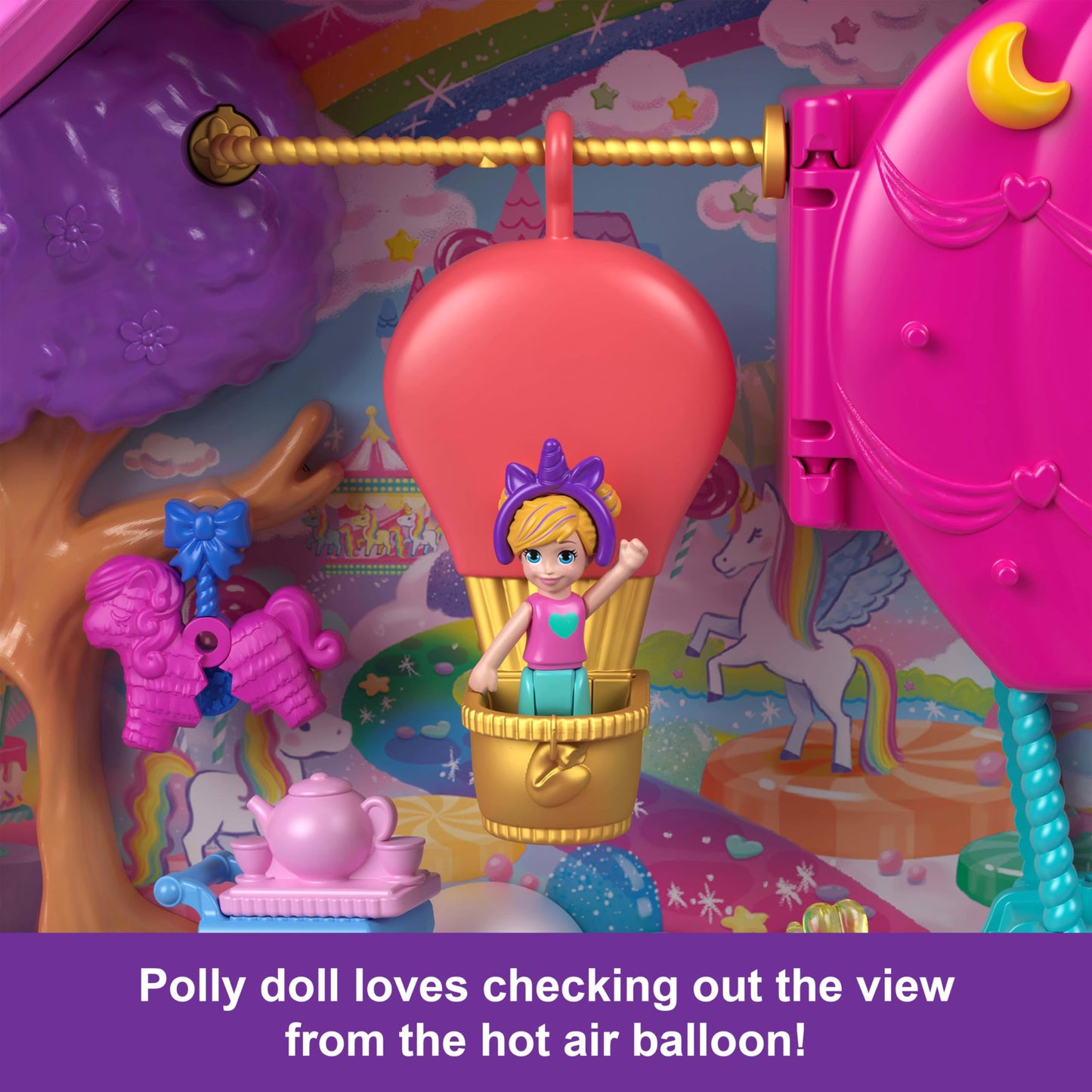 Polly Pocket Unicorn Partyland Playset with Pets