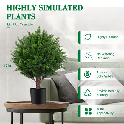 Set of 2 Faux Potted Topiary Trees