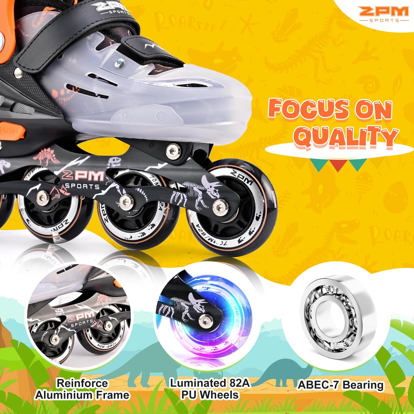 2PM SPORTS Adjustable Inline Skates with Light Up Wheels