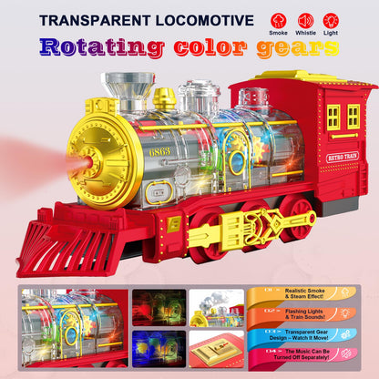 Electric Train Set with Lights, Smoke, Sounds