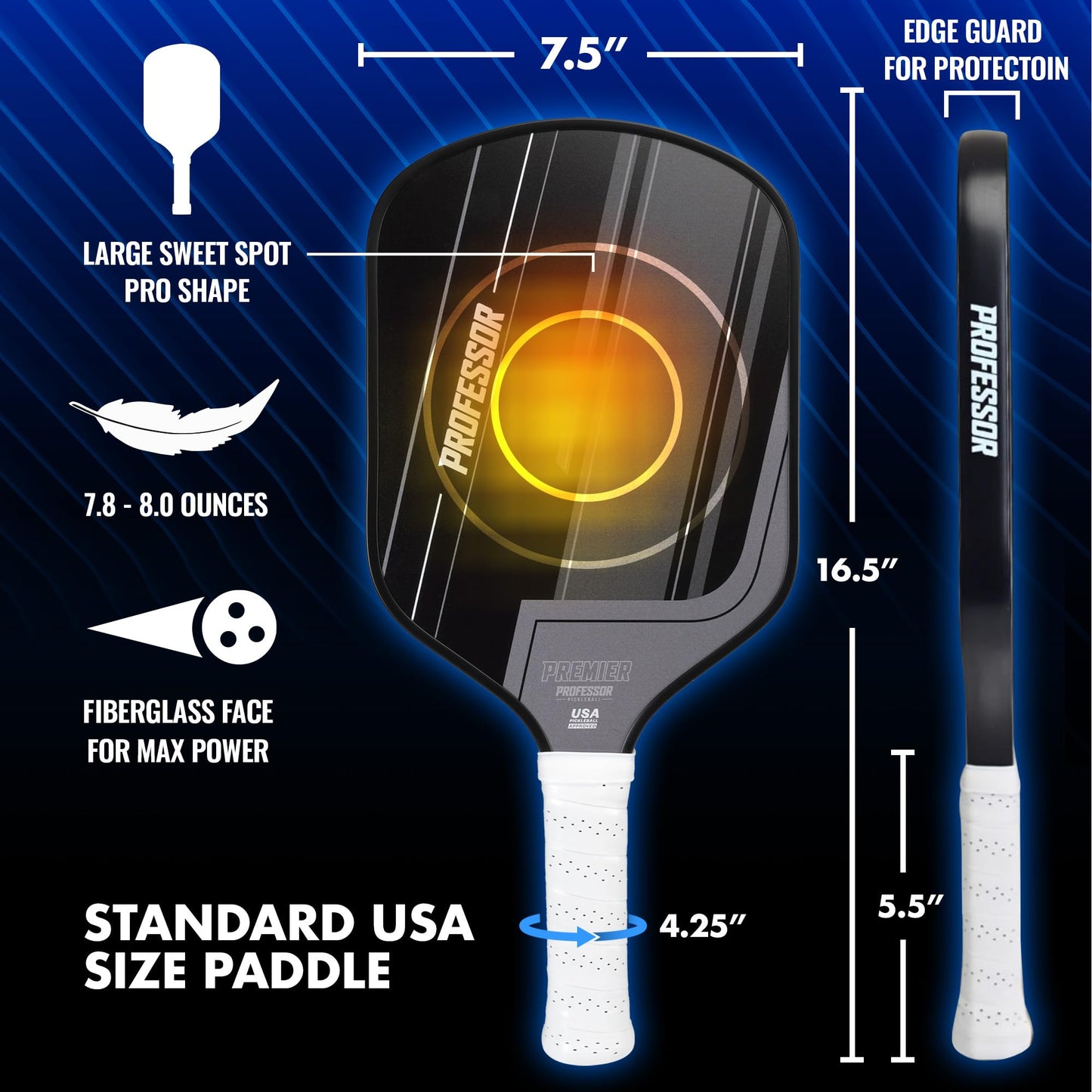 2 Pack Professor Pickleball Paddle Set with Balls