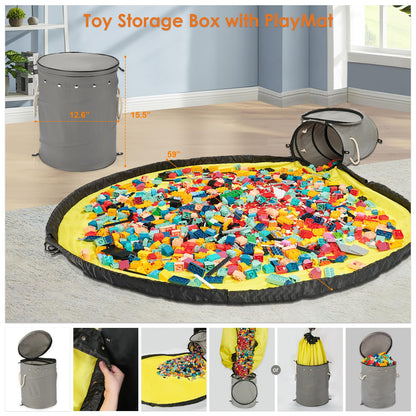 Toy Storage Basket with Play Mat for Kids