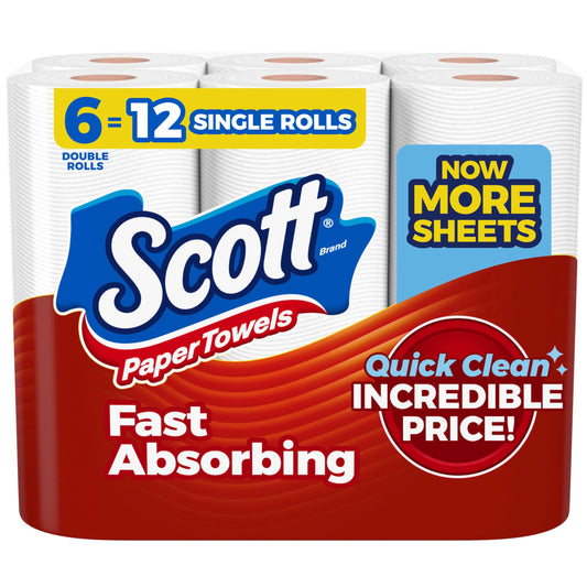 Scott Paper Towels, Choose-A-Sheet, 6 Double Rolls