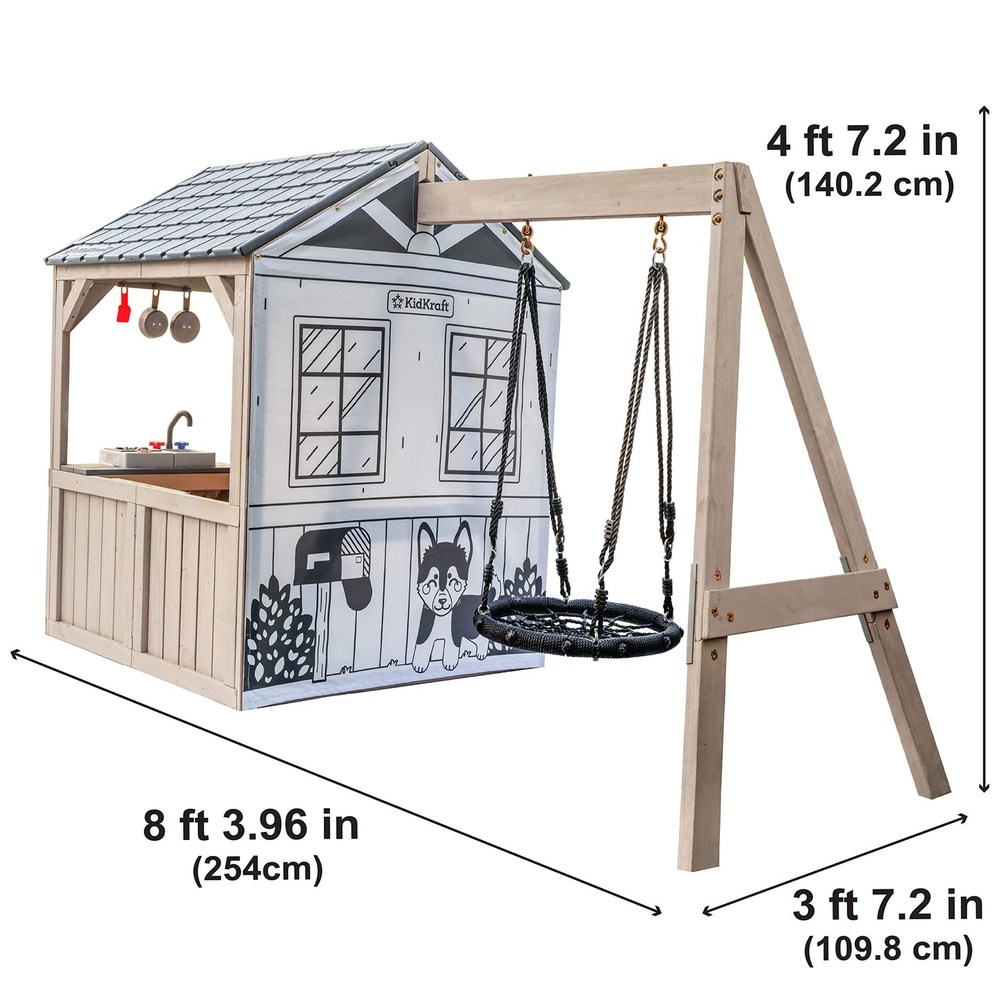 KidKraft Savannah Swing Wooden Playhouse with Kitchen