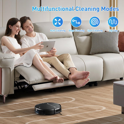 MANVN Robot Vacuum and Mop Combo, Robot Vacuum with Wi-Fi/APP, Self-Charging Robot Vacuum and Mop Ultra Slim Quiet, Ideal for Hard Floor, Pet Hair and Daily Cleaning