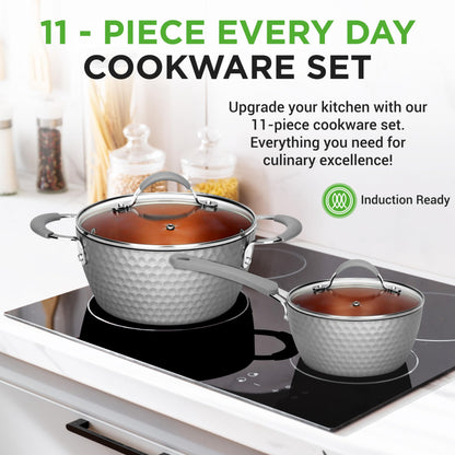 11 Pieces NutriChef Nonstick Cookware Set With Utensils