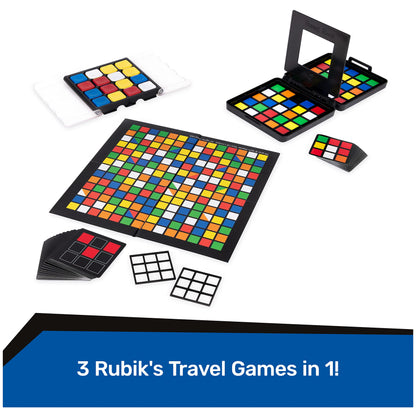 Rubik's Pack & Go, 3 Game Bundle Race Flip Capture 2-Player Sequence Board Games 3D Puzzle Travel Game Gift Set, for Adults & Kids Ages 7+ Amazon Exclusive