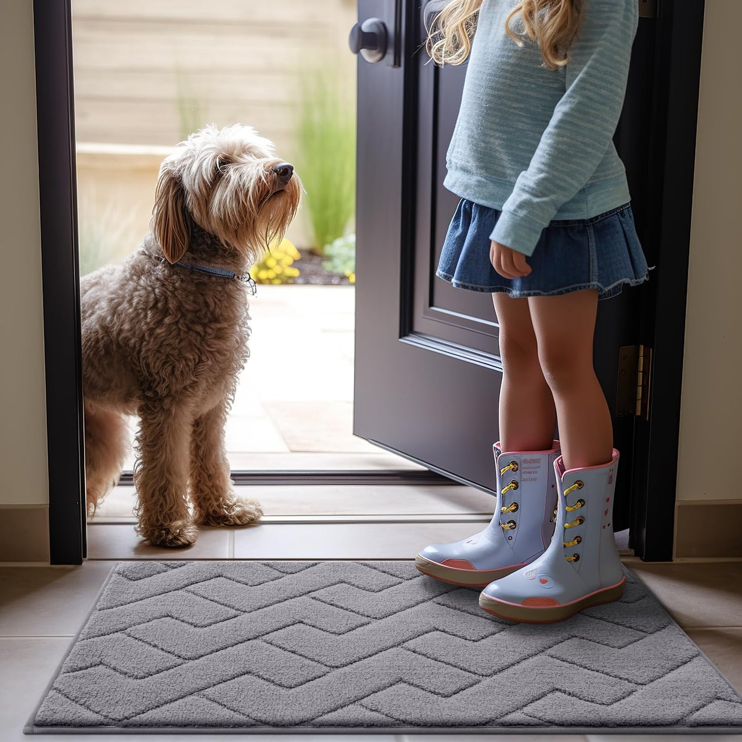 Indoor Door Mat, Dirt Resistant, Non-Slip Rubber