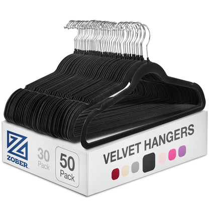 ZOBER Velvet Hangers - Non-Slip 50 Pack