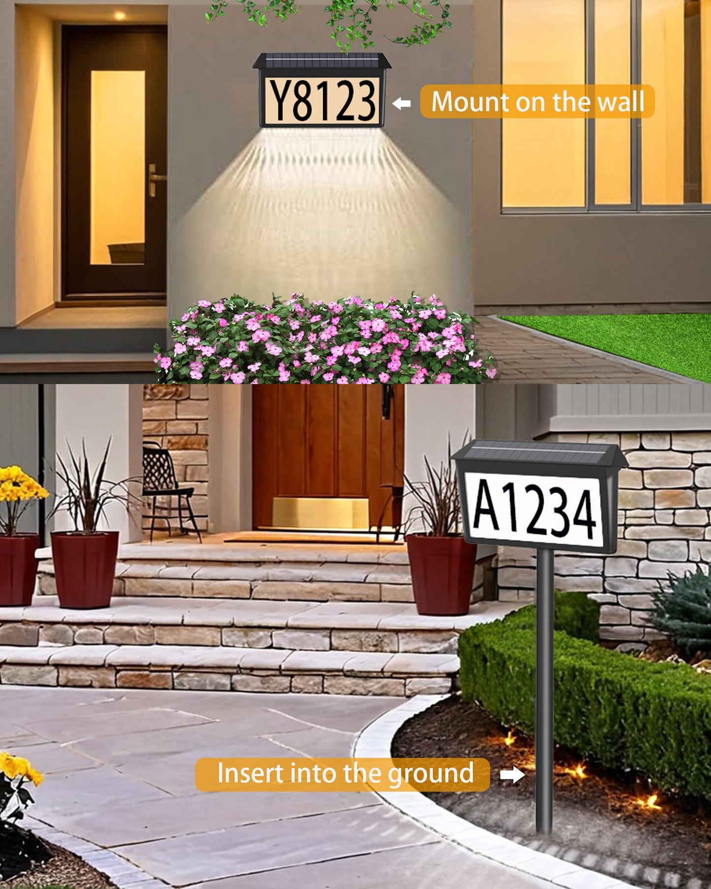 Solar LED House Number Sign for Outdoor Use
