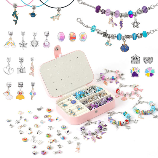 Niatsume Charm Bracelet Making Kit Jewelry Making Kit for Girls 8-12 Beads for Bracelets Friendship Bracelet Kit Gifts for 4 5 6 7 8 9 10 11 12 Year Old Girl(T5)