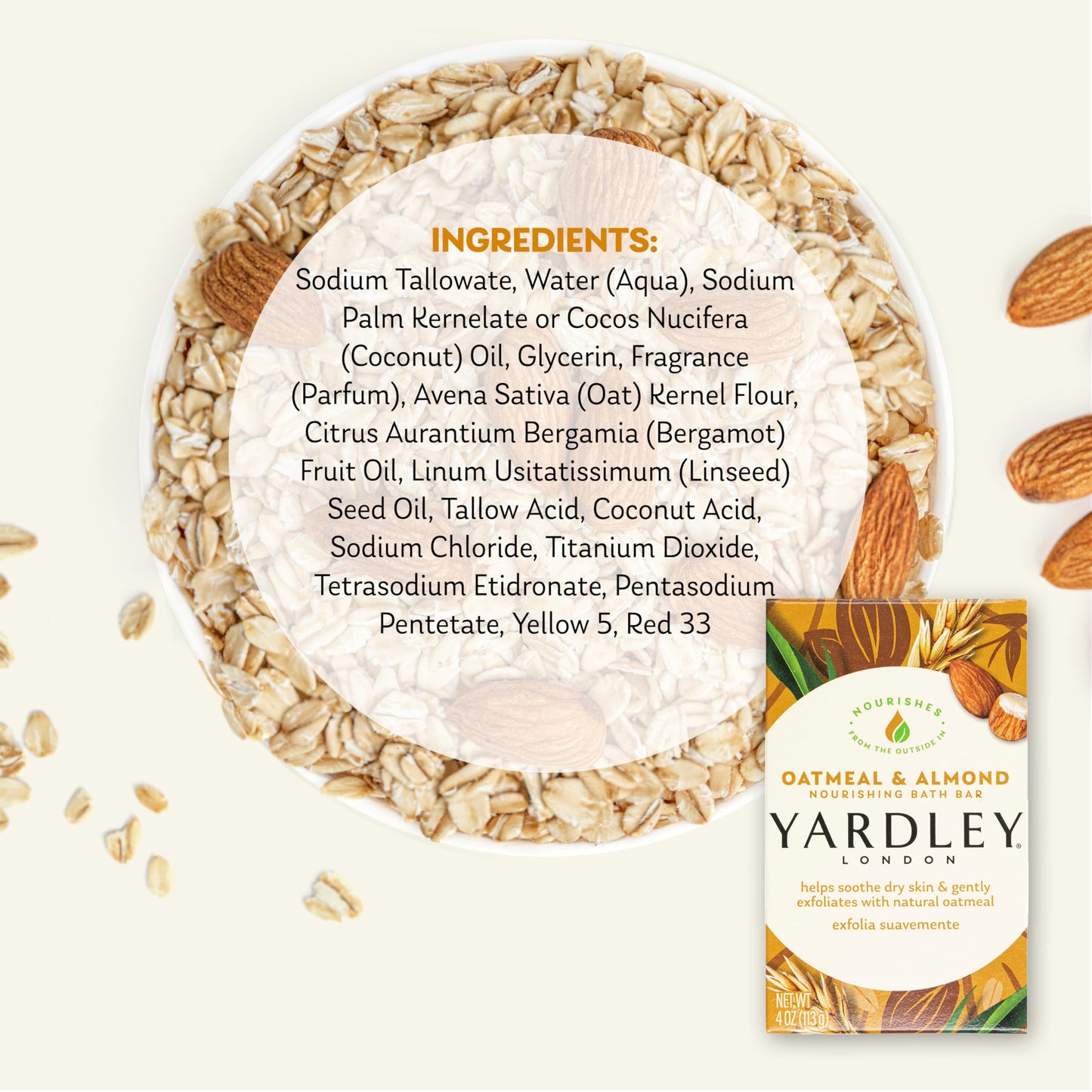 4 Pack Yardley Oatmeal Almond Bar Soap