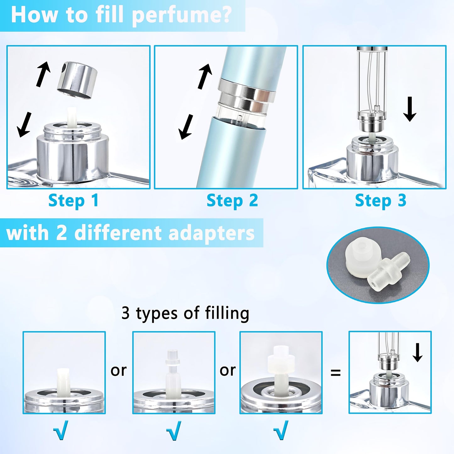 Qavhun Travel Perfume Atomizer Bottle 3-Pack
