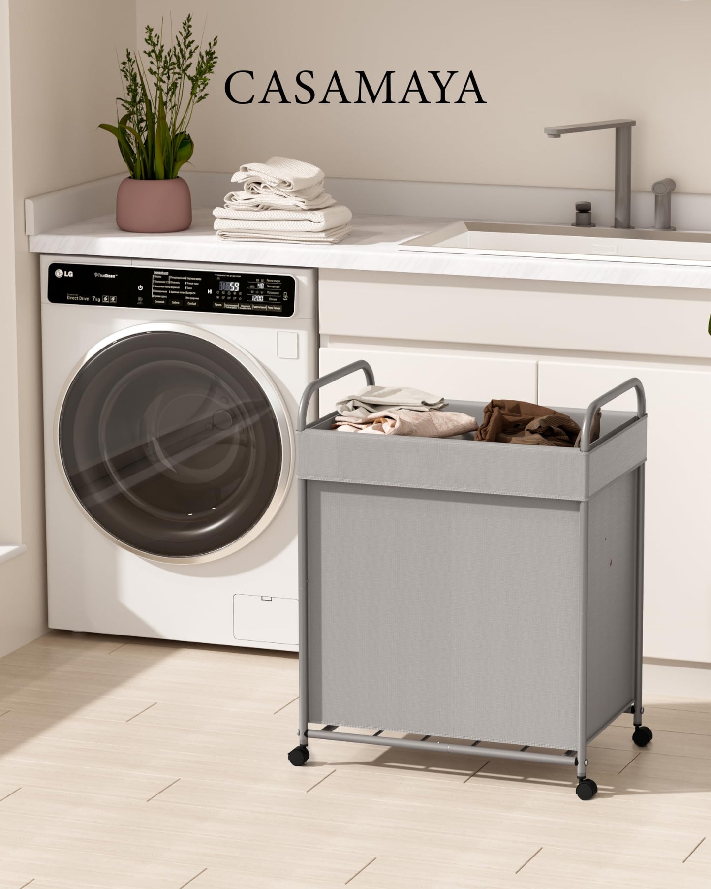 80L Rolling Laundry Basket with Wheels