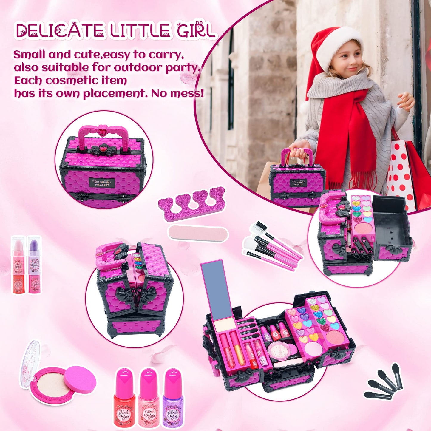 Kids Makeup Kit for Girl - Washable Makeup Toy for Girls, Little Girls Make up Set Safe & Non Toxic Makeup for Toddlers Children Princess, Girl Toys Age 4 5 6 7 8 Christmas Birthday Gift for Girl.