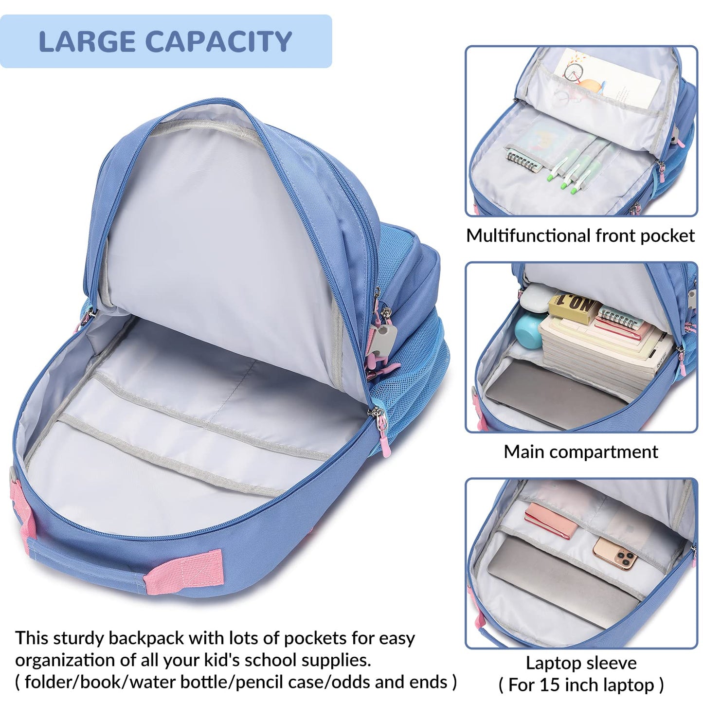 Water Resistant Backpack for Students, 15.6" Laptop